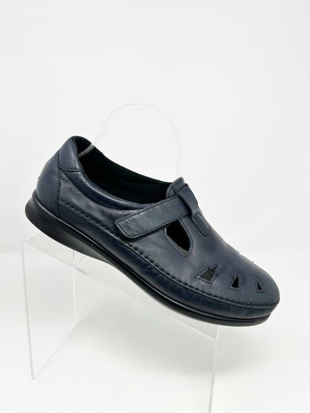 SAS Roamer Mary Jane T-Strap Comfort Shoes Navy Blue Slip-On Flat 11 Wide